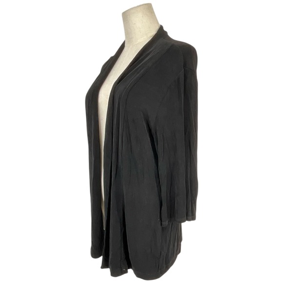 Travelers by Chico's Black Open Front Cardigan 3/4 Sleeve Sz 2 Med US 12 Casual - Picture 2 of 8